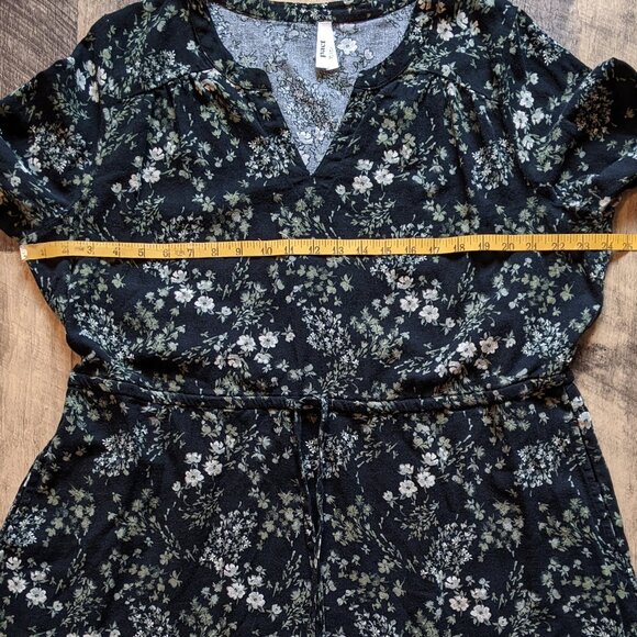 Pact Cafe Crepe Tiered Dress Black Floral Cotton XL - Picture 7 of 7